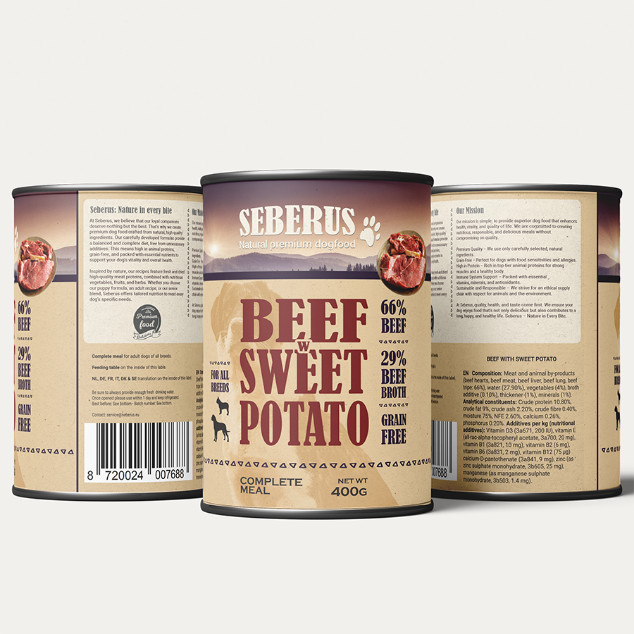 Seberus Beef w/Sweet Potato spannmålsfritt våtfoder hund