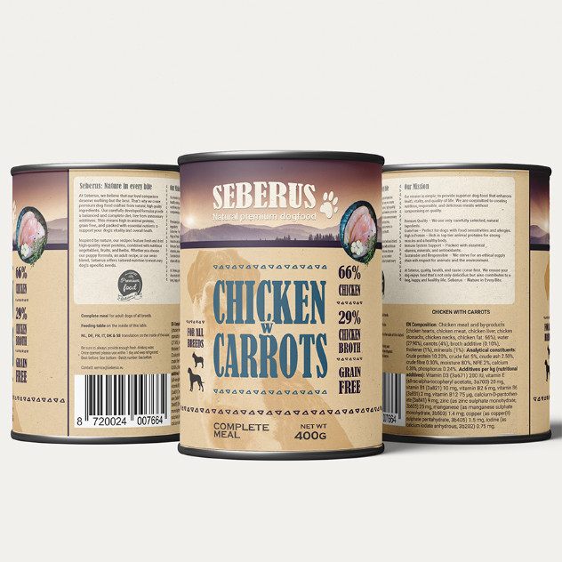 Seberus Chicken w/Carrots spannmålsfritt våtfoder hund