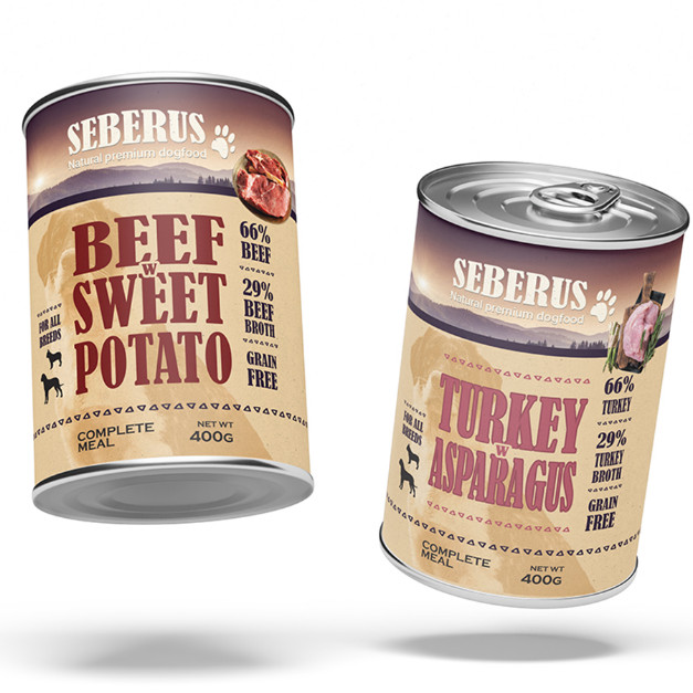 Seberus Beef & Turkey spannmålsfritt våtfoder hund - mixtray