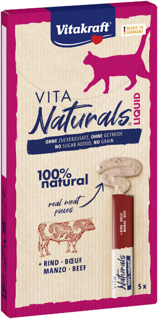 Vitakraft Vita Naturals Liquid med nötkött kattgodis (5 stycken) Vitakraft Vita Naturals Liquid med nötkött kattgodis (5 stycken)