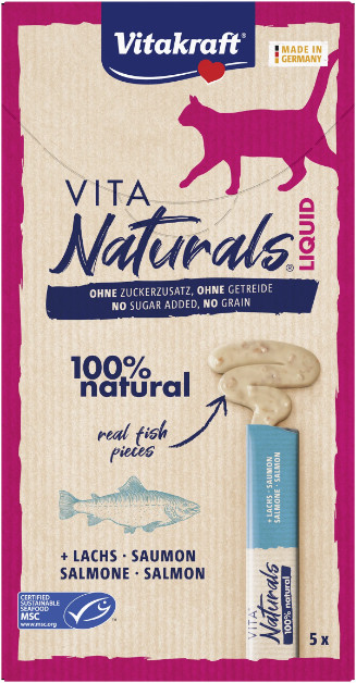 Vitakraft Vita Naturals Liquid med lax kattgodis (5 stycken) Vitakraft Vita Naturals Liquid med lax kattgodis (5 stycken)
