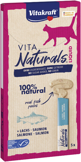 Vitakraft Vita Naturals Liquid med lax kattgodis (5 stycken) Vitakraft Vita Naturals Liquid med lax kattgodis (5 stycken)