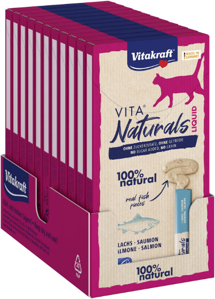 Vitakraft Vita Naturals Liquid med lax kattgodis (5 stycken) Vitakraft Vita Naturals Liquid med lax kattgodis (5 stycken)
