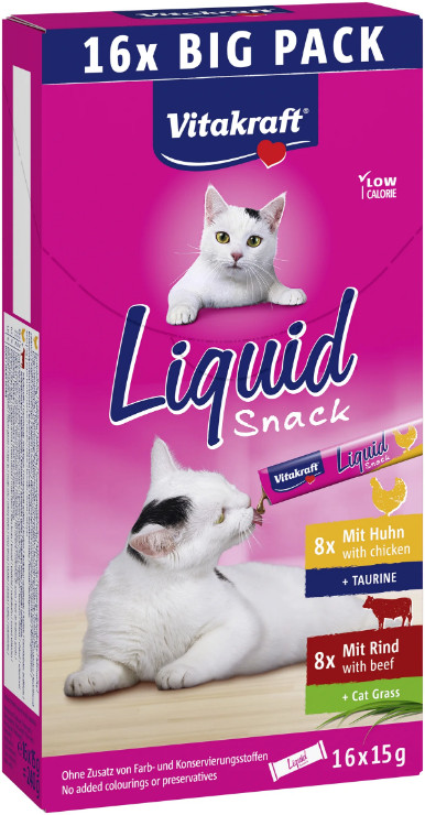 Vitakraft Liquid Snack med kyckling och nötkött för katt multipack (16x15 g)