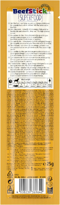 Vitakraft Beef Stick Superfood morot med chiafrön hundgodis (25 g)