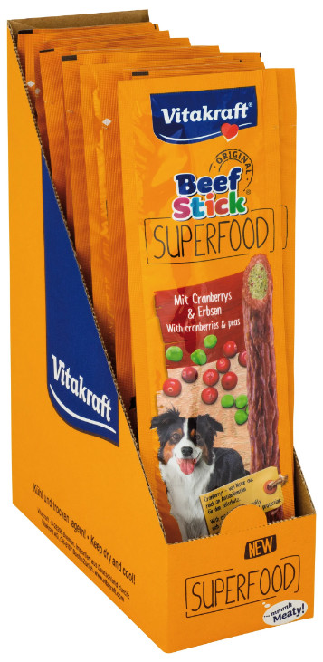 Vitakraft Beef Stick Superfood ärtor med tranbär hundgodis (25 g) Vitakraft Beef Stick Superfood ärtor med tranbär hundgodis (25 g)