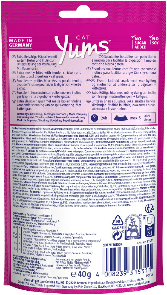 Vitakraft Cat Yums kyckling med kattgräs kattgodis (40 g) Vitakraft Cat Yums kyckling med kattgräs kattgodis (40 g)