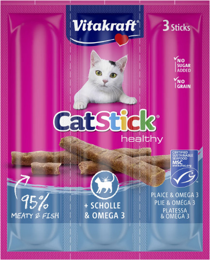 Vitakraft Catstick Healthy med rödspätta och omega-3 kattgodis Vitakraft Catstick Healthy med rödspätta och omega-3 kattgodis