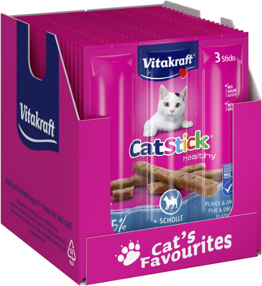 Vitakraft Catstick Healthy med rödspätta och omega-3 kattgodis Vitakraft Catstick Healthy med rödspätta och omega-3 kattgodis