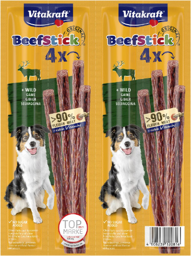 Vitakraft Beefstick med vilt hundgodis (4 pinnar) Vitakraft Beefstick med vilt hundgodis (4 pinnar)