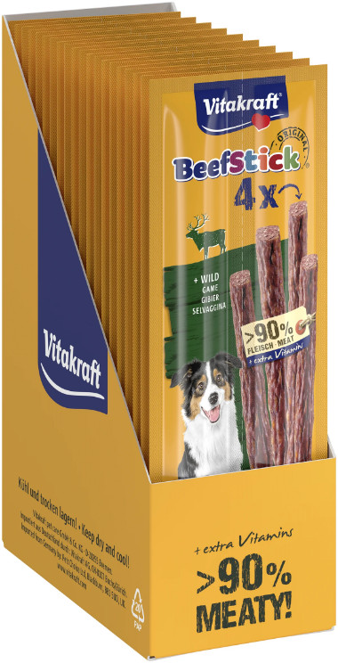 Vitakraft Beefstick med vilt hundgodis (4 pinnar) Vitakraft Beefstick med vilt hundgodis (4 pinnar)