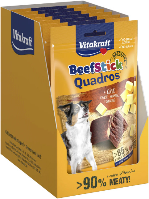 Vitakraft Beef Stick Quadros med ost hundgodis (70 g) Vitakraft Beef Stick Quadros med ost hundgodis (70 g)