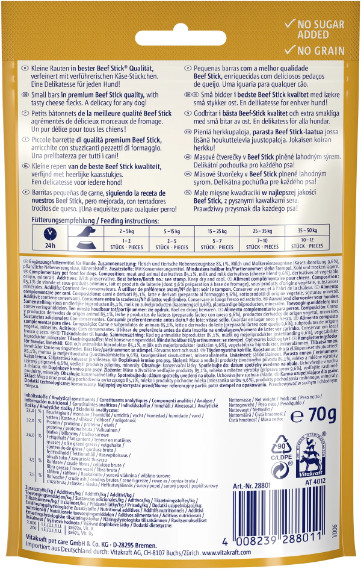 Vitakraft Beef Stick Quadros med ost hundgodis (70 g) Vitakraft Beef Stick Quadros med ost hundgodis (70 g)