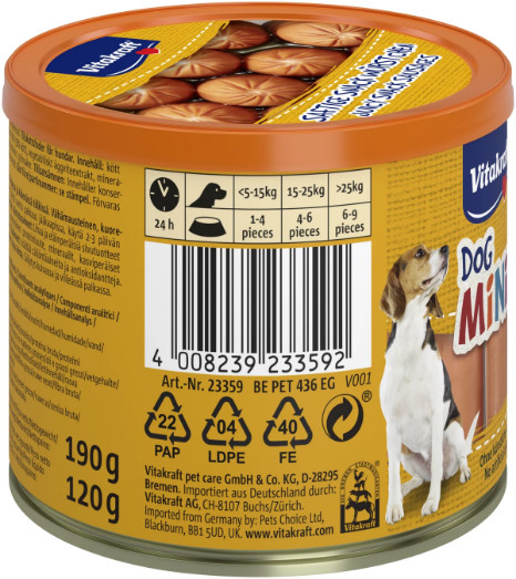 Vitakraft Dog Minis snackskorv för hund (120 g)