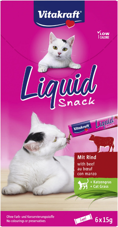 Vitakraft Liquid Snack med nötkött kattgodis (6x15 g)