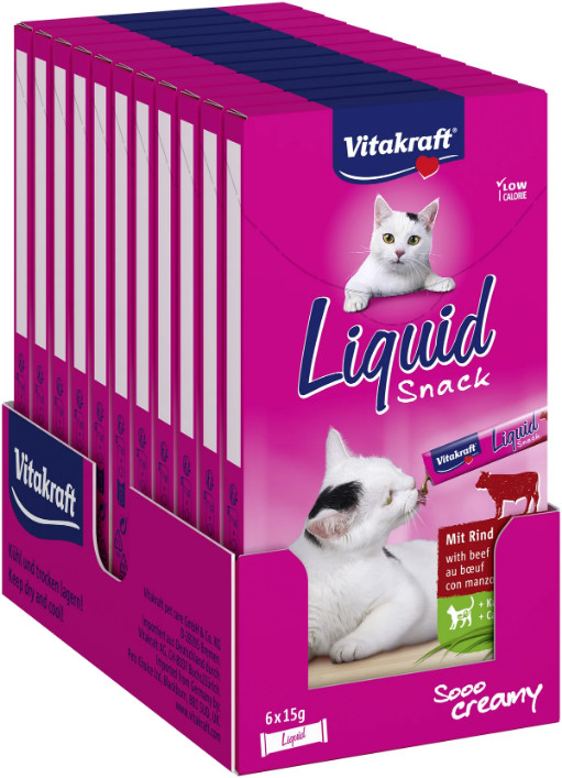 Vitakraft Liquid Snack med nötkött kattgodis (6x15 g)