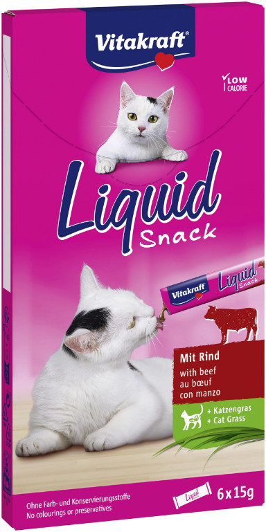 Vitakraft Liquid Snack med nötkött kattgodis (6x15 g)