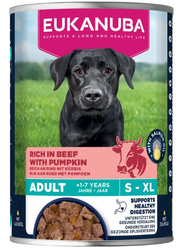 Eukanuba Adult met rund en pompoen natvoer hond