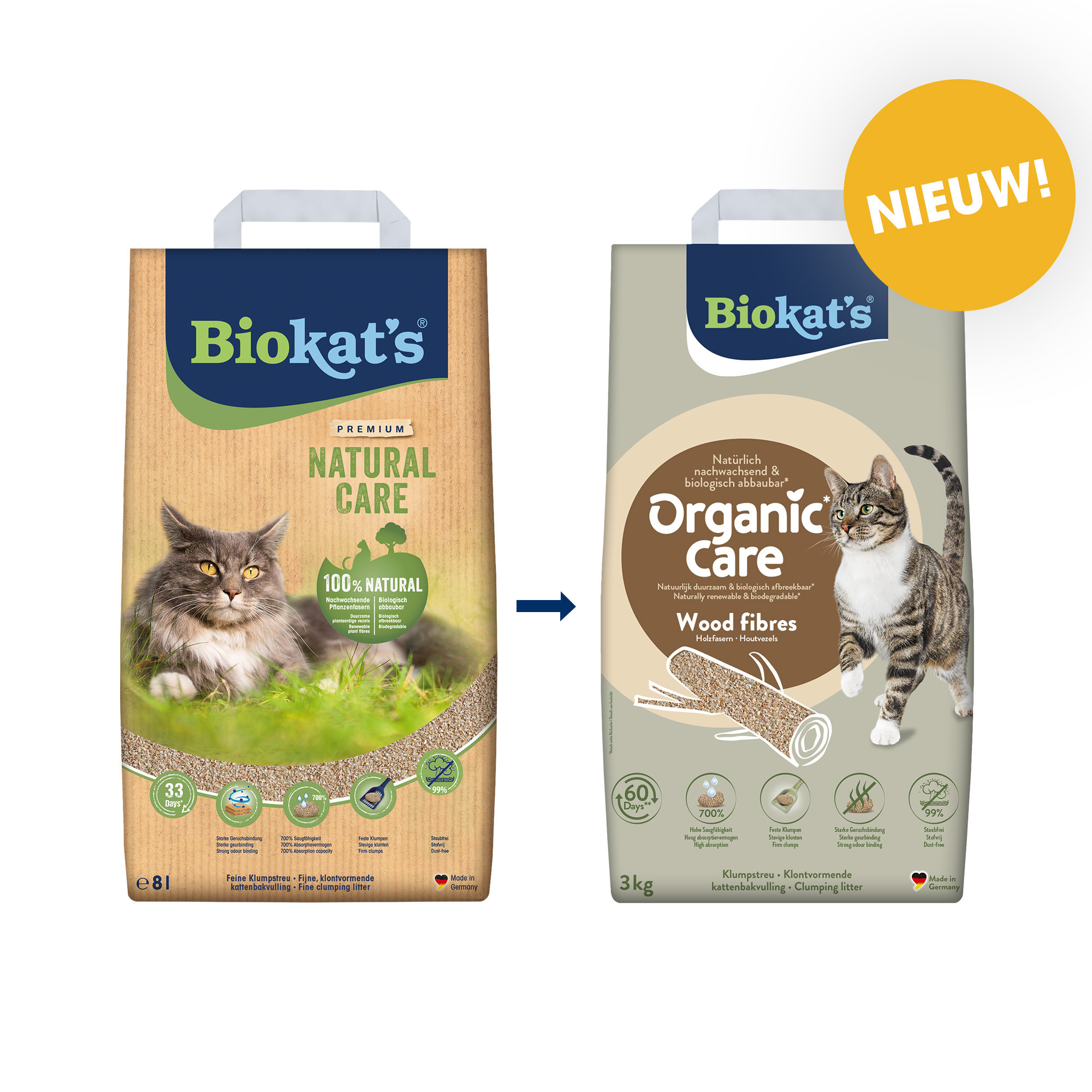 Biokat‘s Natural Care klontvormend kattengrit 8L