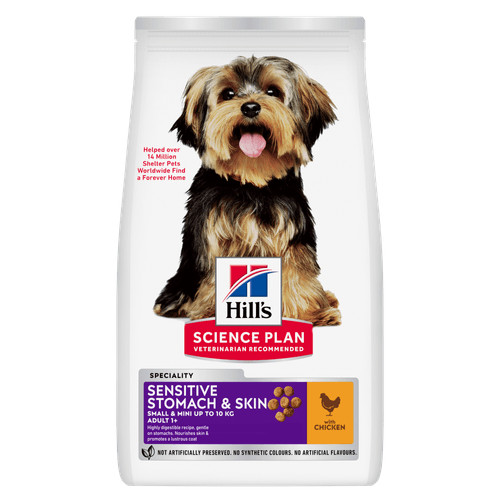 Hill's Adult Sensitive Stomach & Skin Small & Mini hundfoder med kyckling