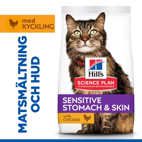 Hill's Adult Sensitive Stomach & Skin kattfoder med kyckling