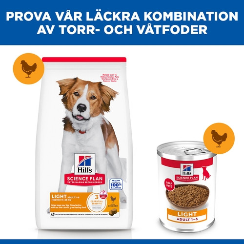 Hill's Adult Light Medium hundfoder med kyckling