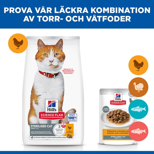 Hill's Adult Sterilised Cat kattfoder med kyckling