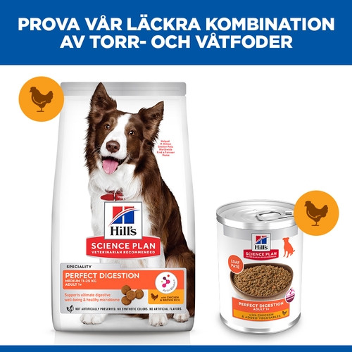 Hill's Adult Perfect Digestion våtfoder hund med kyckling (363 g burk)
