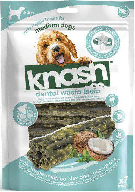 Knash Dental Woofa Loofa Sticks met pepermunt, peterselie en kokosolie hondensnack
