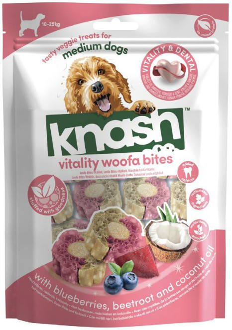 Knash Vitality Woofa Bites met bosbessen, rode biet en kokosolie hondensnack