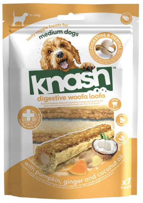 Knash Digestive Woofa Loofa Sticks met pompoen, gember en kokosolie hondensnack