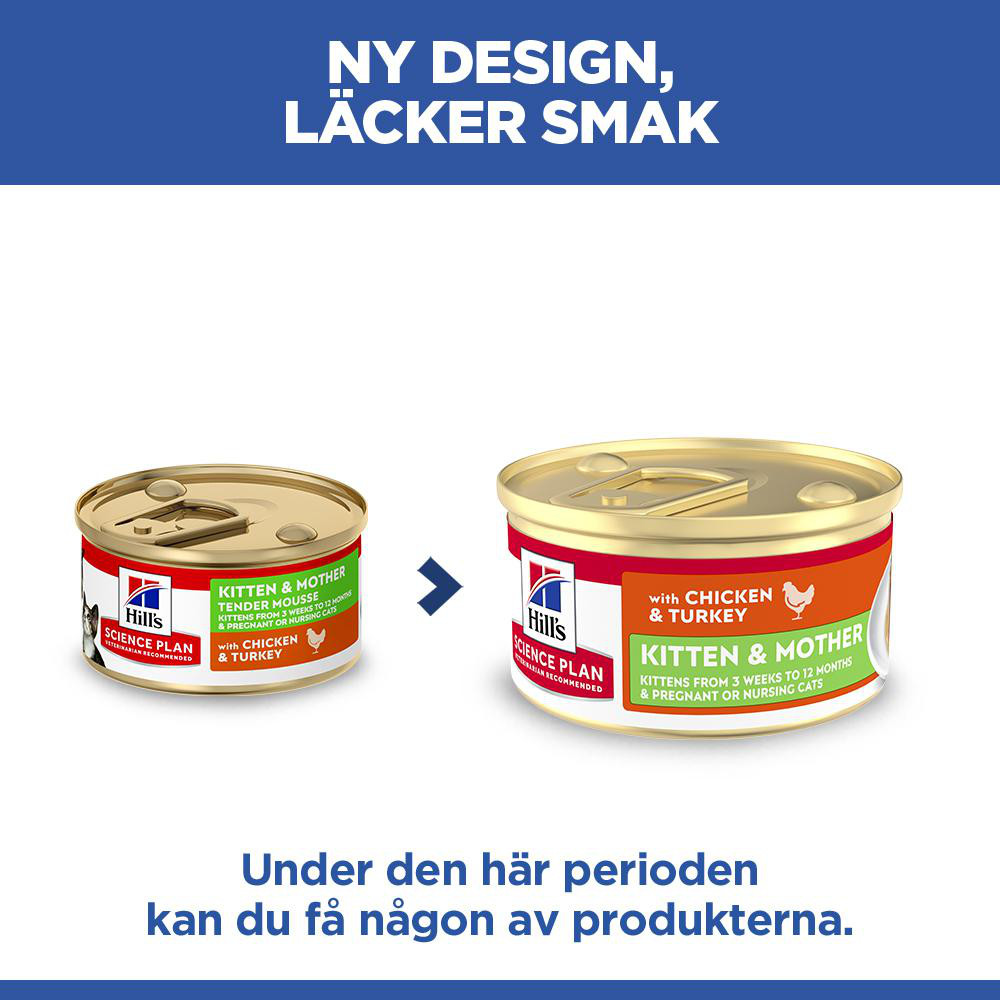 Hill's Kitten & Mother Tender Mousse nat kattenvoer met kip en kalkoen blik
