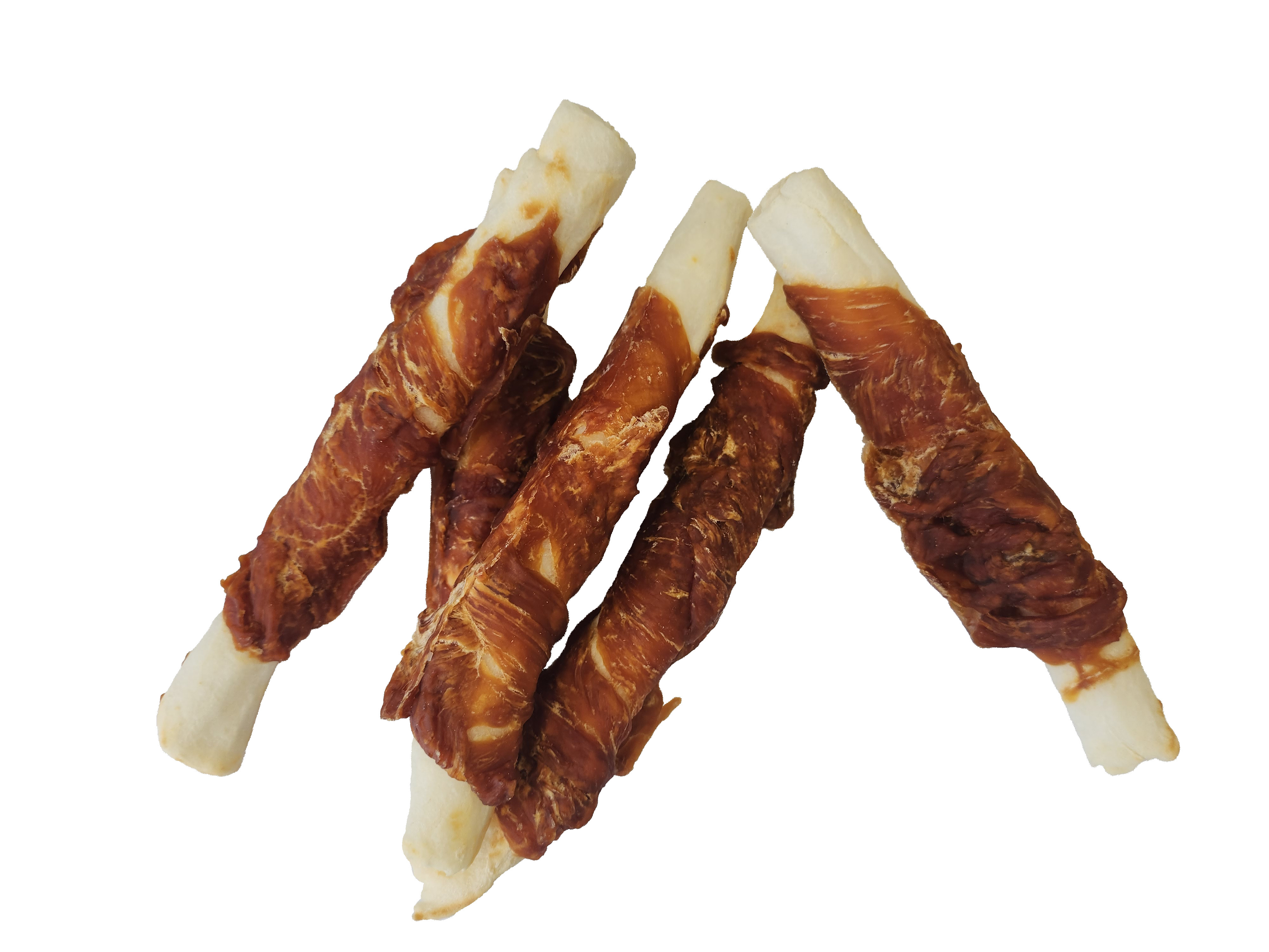 Brekz Rawhide Dog Chews rullpinnar av råhud med kyckling hundgodis (17 cm)