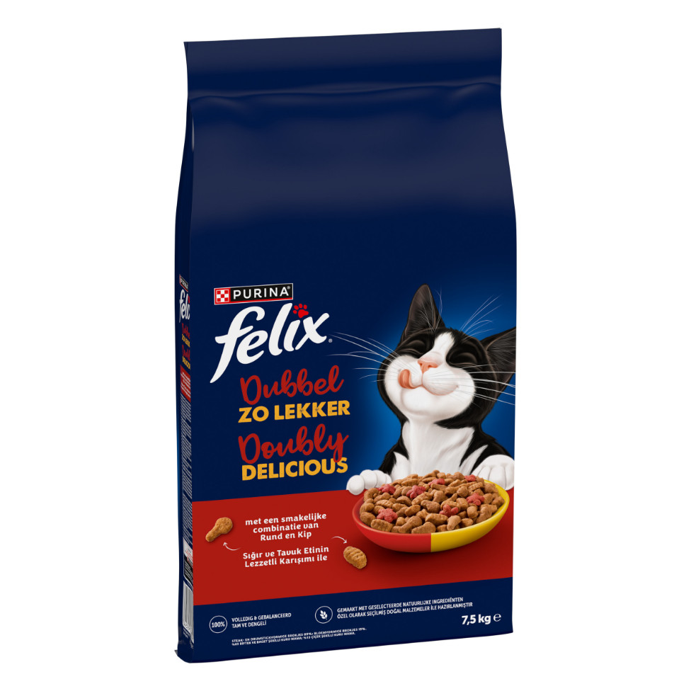 Felix Dubbel Zo Lekker Adult met rund en kip kattenvoer