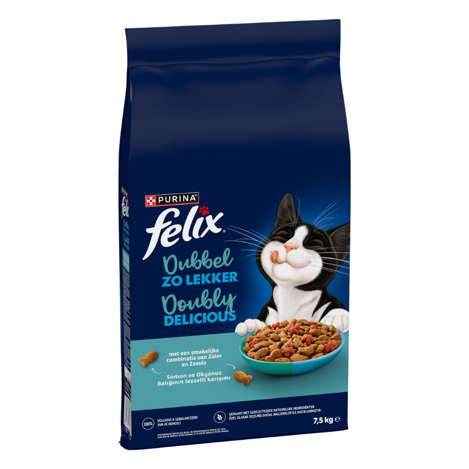 Felix Dubbel Zo Lekker Adult met zalm en zeevis kattenvoer