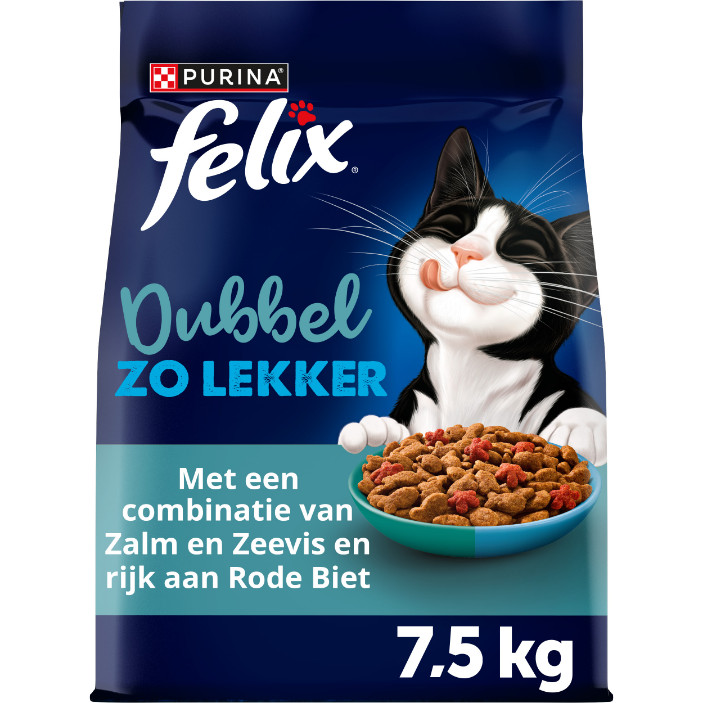 Felix Dubbel Zo Lekker Adult met zalm en zeevis kattenvoer