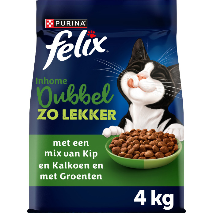 Felix Dubbel Zo Lekker Adult Inhome met kip, kalkoen en groenten kattenvoer