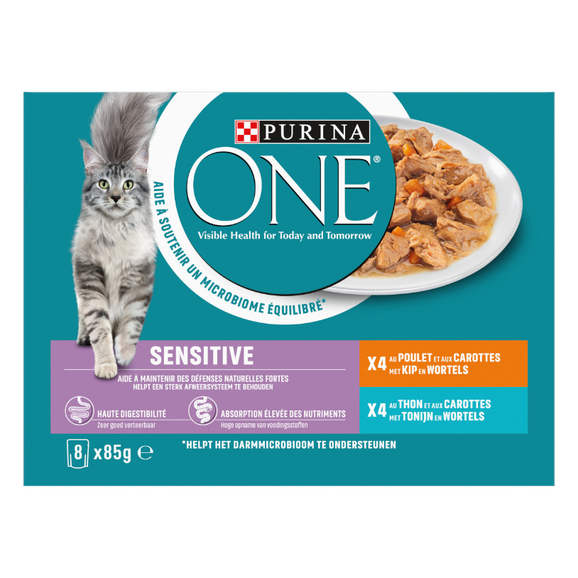 Purina One Sensitive met kip en tonijn natvoer kat