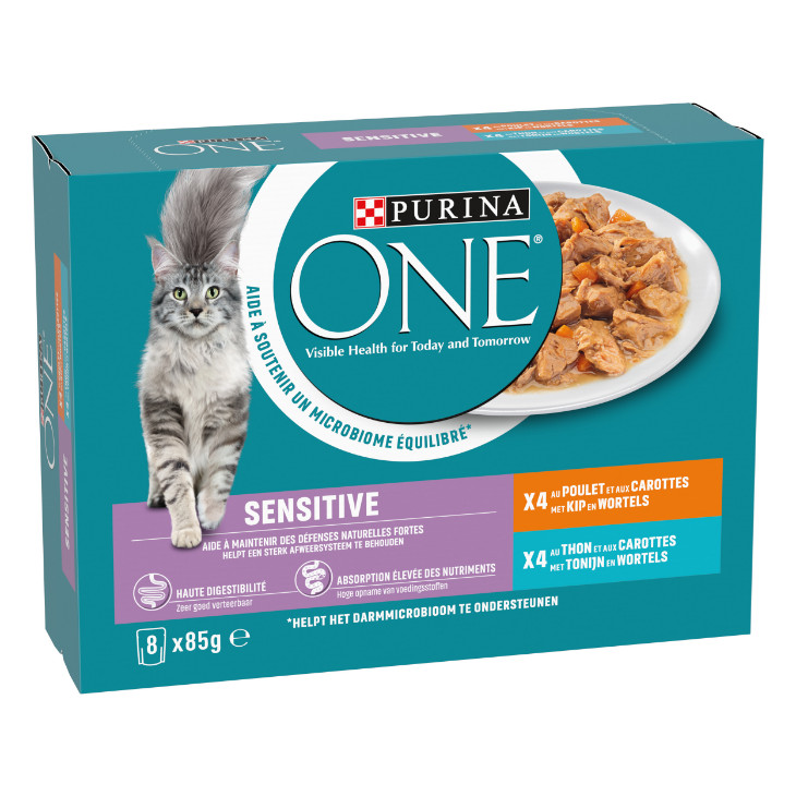 Purina One Sensitive met kip en tonijn natvoer kat
