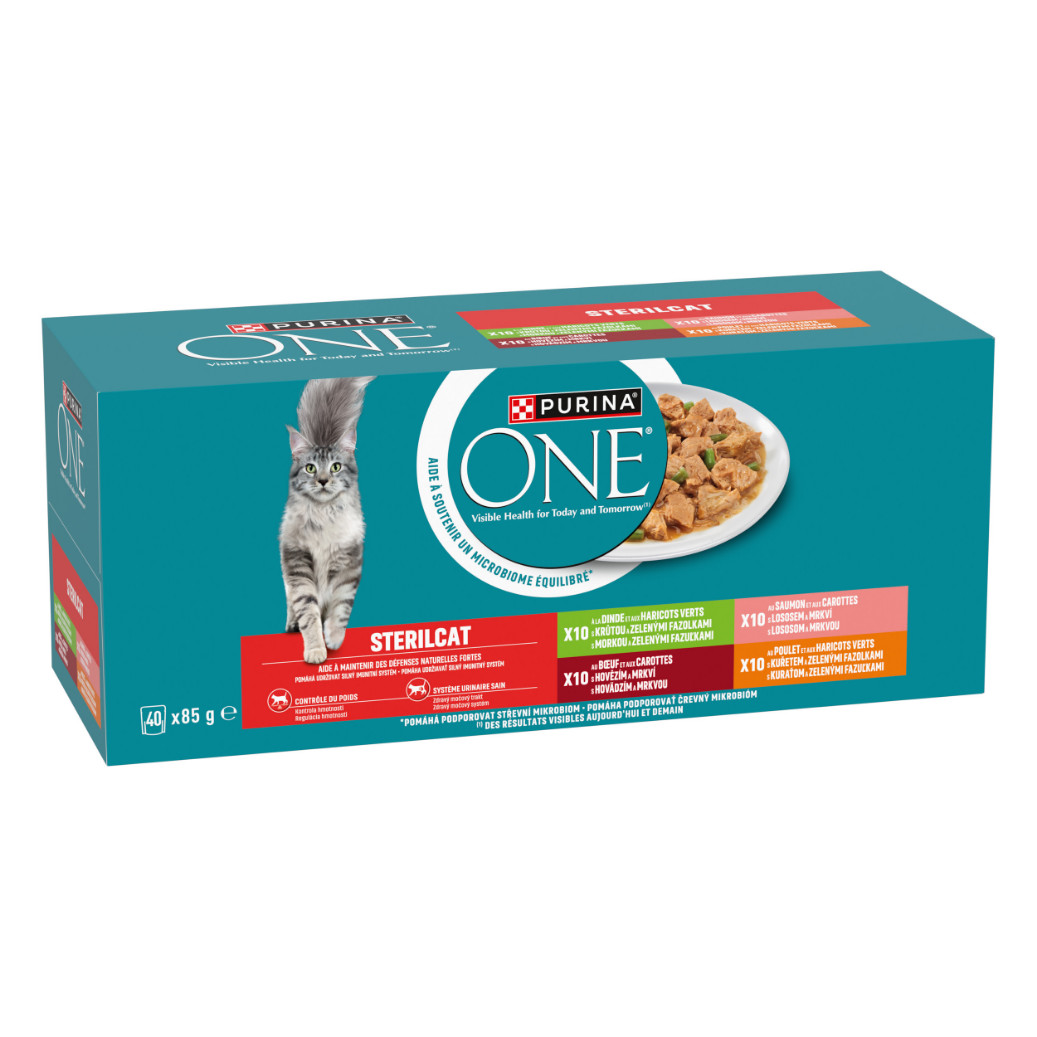 Purina One Adult Sterilcat Mix met rund, kalkoen, kip en zalm natvoer kat (multipack)