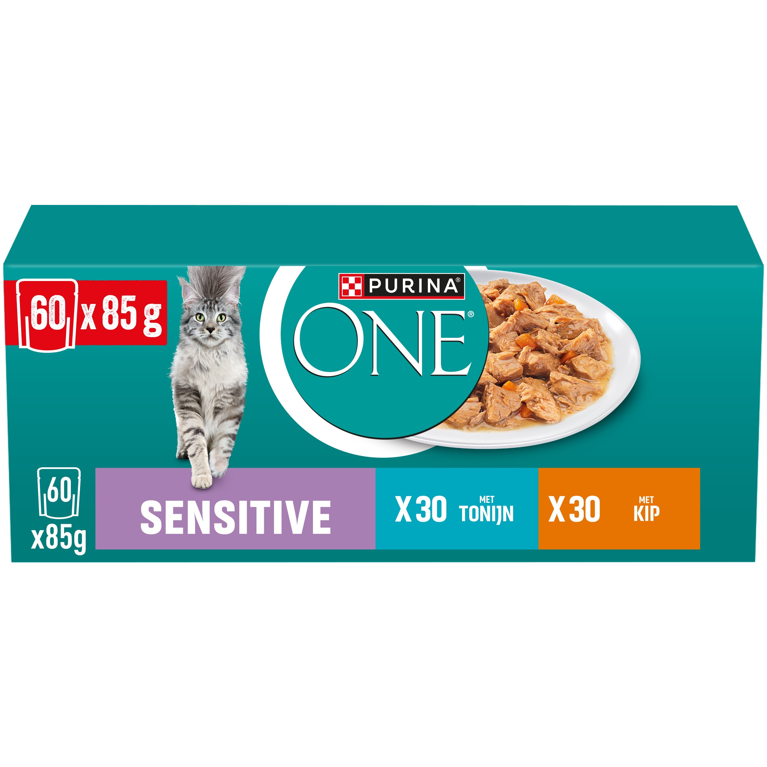 Purina One Sensitive met tonijn en kip natvoer kat (multipack)