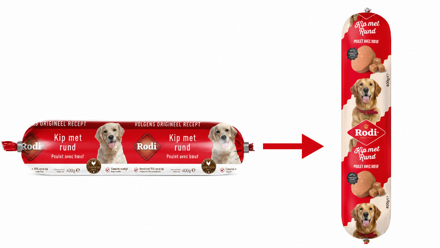 Rodi korv kyckling med nötkött för hund