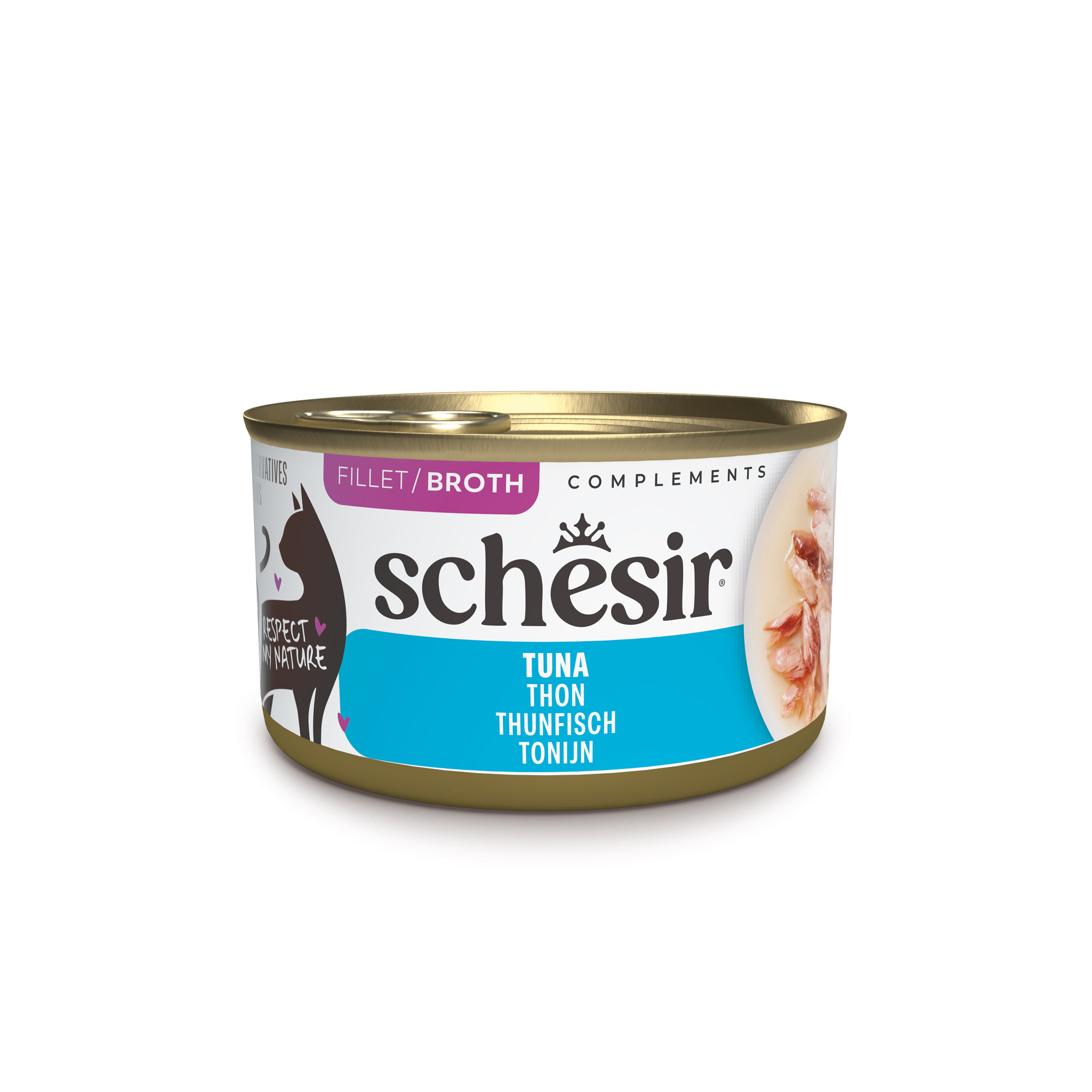 Schesir Complements tonijn (in bouillon) natvoer kat (blikjes)
