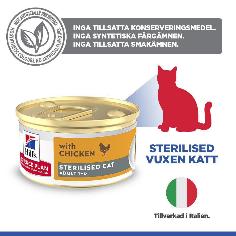 Hill's Adult Sterilised Cat våtfoder katt med kyckling (mousse, burk)