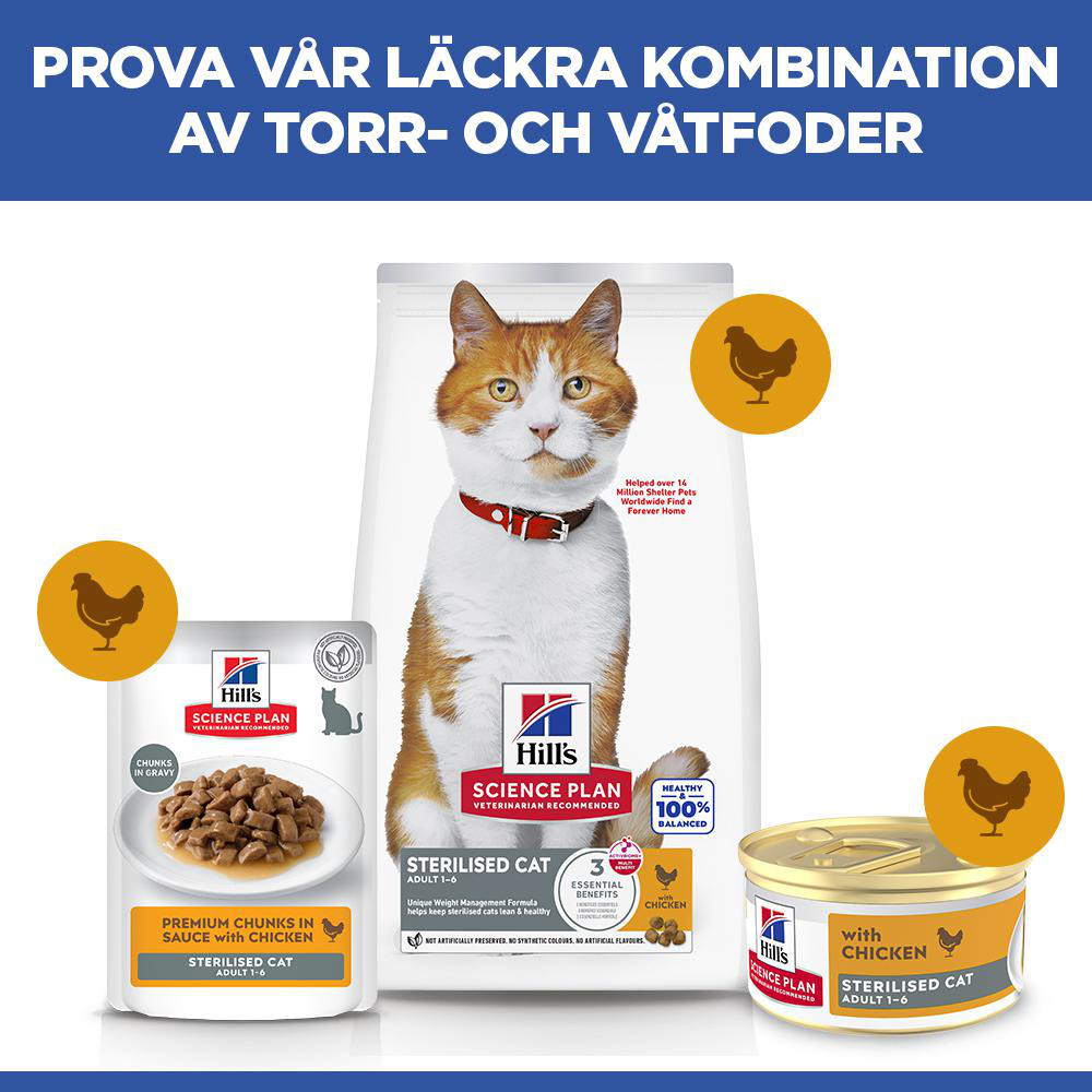 Hill's Adult Sterilised Cat våtfoder katt med kyckling (mousse, burk)