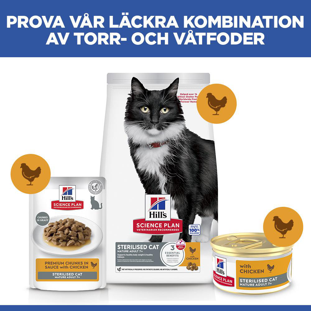 Hill's Mature Adult Sterilised Cat våtfoder katt med kyckling (mousse, burk)